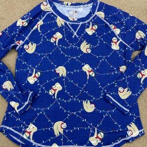 Muk Luks sloth christmas Patterned pajama set